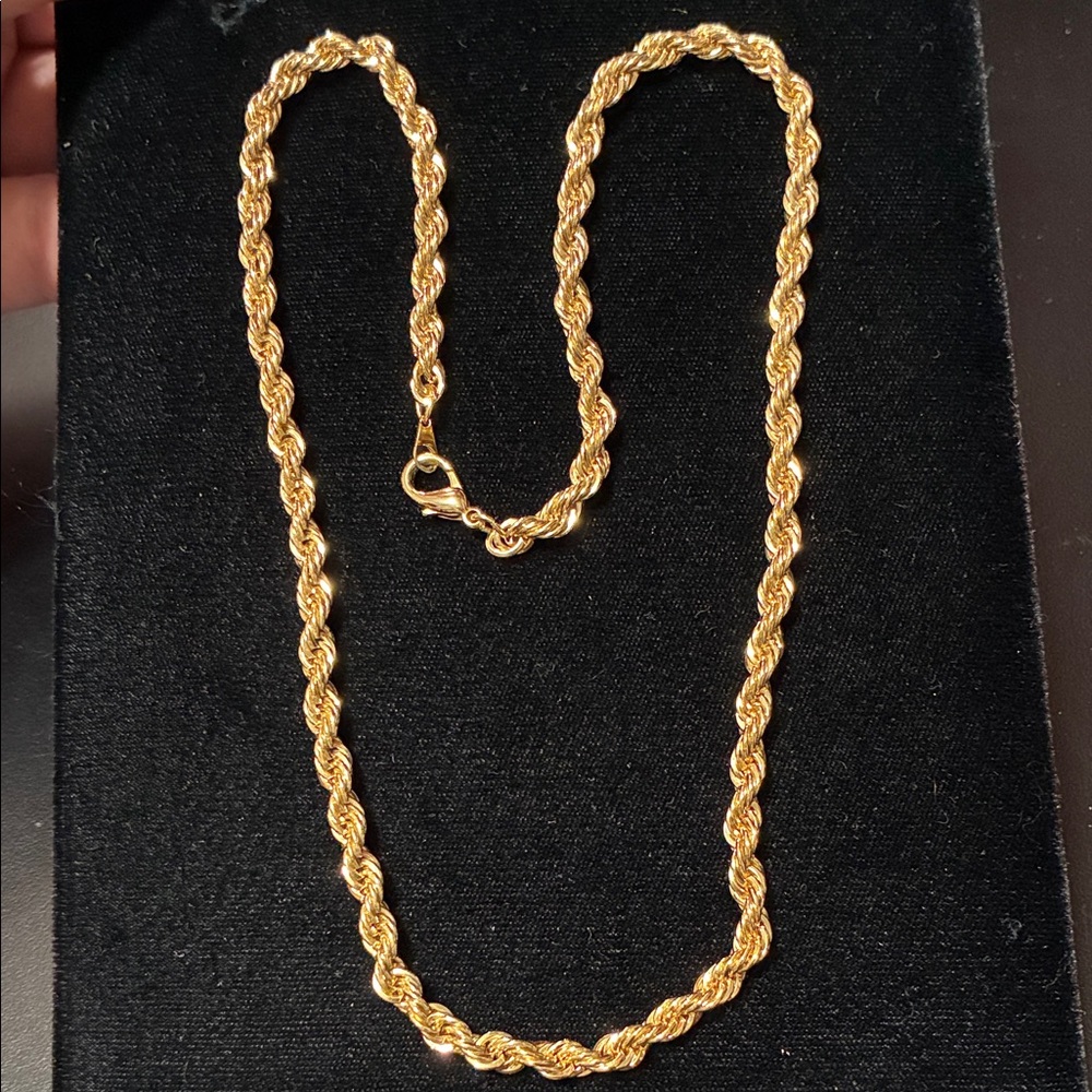 Vintage unisex 20” 5mm Gold Rope Chain Necklace